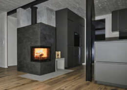 Speicherofen Modern, Eck-Feuersicht